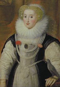 Portrett av en Elizabethansk dame med en papegøye